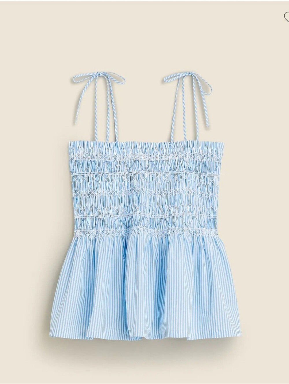 NWT J Crew paloma Smocked, Striped, Embroidered Top Size L  100% Cotton Nautical